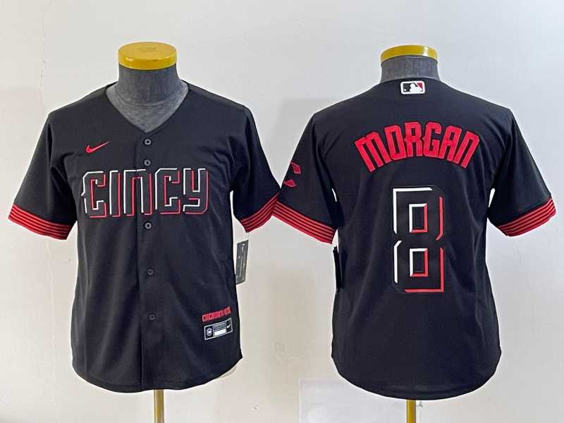 Youth Cincinnati Reds #8 Joe Morgan Black 2023 City Connect Cool Base Stitched Jersey 1->mlb womens jerseys->MLB Jersey